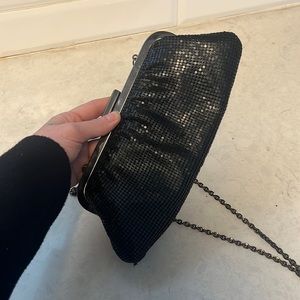 Urban Expressions Black Baggy Metal Clamshell Purse